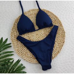 Conjunto Liz Azul Marinho Liso - CARIOKAS MODA PRAIA
