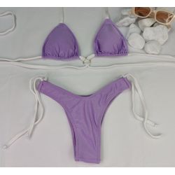Conjunto Manu Lavanda Com Branco - CARIOKAS MODA PRAIA