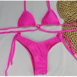 Conjunto Manu Rosa Neon Trilobal - CARIOKAS MODA PRAIA