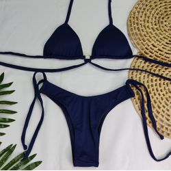 Conjunto Manu Azul Marinho Liso - CARIOKAS MODA PRAIA