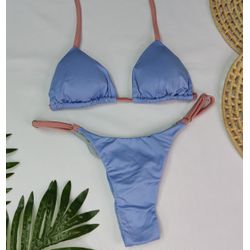 Conjunto Summer Azul com tiras Rose trilobal - CARIOKAS MODA PRAIA
