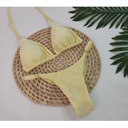 Conjunto Summer Amarelo Canelado - CARIOKAS MODA PRAIA