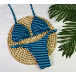 Conjunto Summer Listrado Azul - CARIOKAS MODA PRAIA