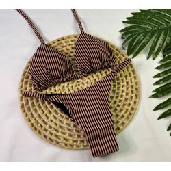 Conjunto Summer Listrado Nude - CARIOKAS MODA PRAIA