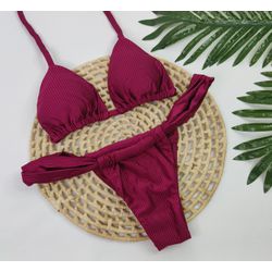 Conjunto Taiti Vinho Canelado - CARIOKAS MODA PRAIA