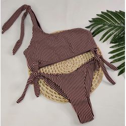 Conjunto Top Faixa Listrado Nude - CARIOKAS MODA PRAIA