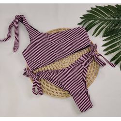 Conjunto Top Faixa Listrado Rosa - CARIOKAS MODA PRAIA