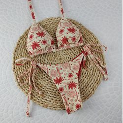 Lacinho Summer Coqueiro Vermelho - CARIOKAS MODA PRAIA