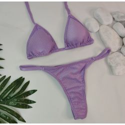 Conjunto Fio Dental Lavanda Canelado - CARIOKAS MODA PRAIA