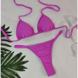 Conjunto Fio Dental Rosa Canelado - CARIOKAS MODA PRAIA