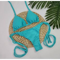 Lacinho Argolas Azul Piscina Canelado - CARIOKAS MODA PRAIA