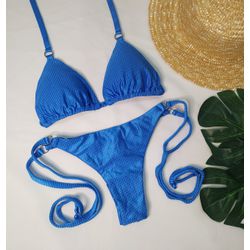Lacinho Argolas Azul Canelado - CARIOKAS MODA PRAIA