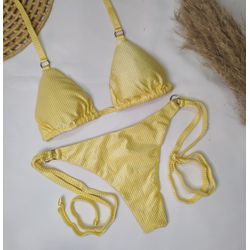 Lacinho Argolas Amarelo Canelado - CARIOKAS MODA PRAIA