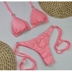 Lacinho Argolas Rosa Bebê Canelado - CARIOKAS MODA PRAIA