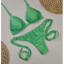 Lacinho Argolas Verde Limão Canelado - CARIOKAS MODA PRAIA