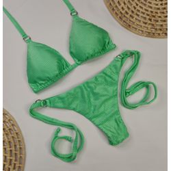 Lacinho Argolas Verde Limão Canelado - CARIOKAS MODA PRAIA