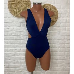 Maiô Decote V Azul Marinho Liso - CARIOKAS MODA PRAIA