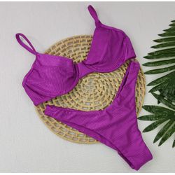 Conjunto Meia Taça Duda + Asa Delta Gaia Canelado - CARIOKAS MODA PRAIA