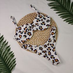 Conjunto Meia Taça Onça Branco Canelado - CARIOKAS MODA PRAIA
