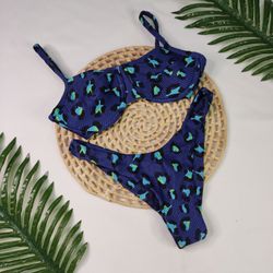 Conjunto Meia Taça Onça Azul Marinho - CARIOKAS MODA PRAIA