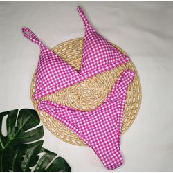 New Comfort Xadrez Rosa - CARIOKAS MODA PRAIA