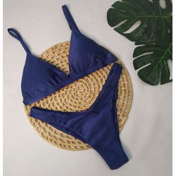 New Comfort Azul Marinho Canelado - CARIOKAS MODA PRAIA