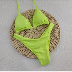 Conjunto Liz Amarelo Neon Canelado - CARIOKAS MODA PRAIA