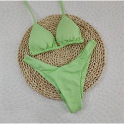 Conjunto Liz Verde limão Liso - CARIOKAS MODA PRAIA