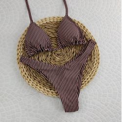 Conjunto Liz Listrado Nude - CARIOKAS MODA PRAIA