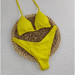 Conjunto Liz Amarelo Liso - CARIOKAS MODA PRAIA