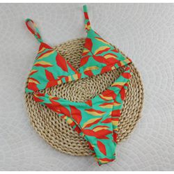 New Comfort Folhagem Laranja com Verde - CARIOKAS MODA PRAIA