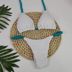 Conjunto Summer Firenze Branco com Azul Tiffany - CARIOKAS MODA PRAIA