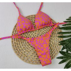 Conjunto Summer Onça Rosa com Laranja - CARIOKAS MODA PRAIA