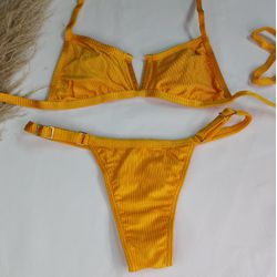 Conjunto Aro V + Ivy Ouro Maldivas Canelado - CARIOKAS MODA PRAIA