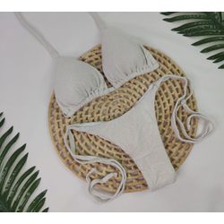 Lacinho Summer Lurex Branco Off White - CARIOKAS MODA PRAIA