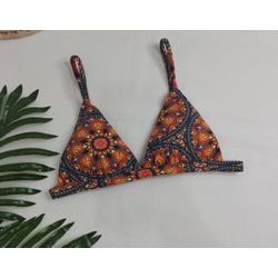 Top Triângulo Fixo Mandala Coral - CARIOKAS MODA PRAIA