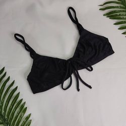 Top Amarração Preto Canelado - CARIOKAS MODA PRAIA