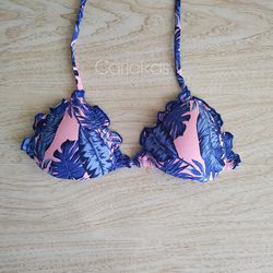 Top Frufru Florido Azul - CARIOKAS MODA PRAIA