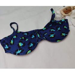 Top Meia Taça Onça Azul Canelado - CARIOKAS MODA PRAIA