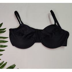 Top Meia Taça Preto Canelado - CARIOKAS MODA PRAIA