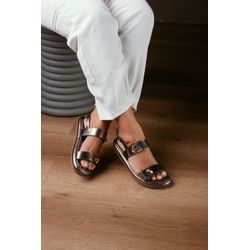 Sandália Flat Max Spike_134- Prata Velho - 134- P... - LAIS CALÇADOS