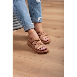 Sandália Papete Tiras Multicolor - 140- Caramelo - 