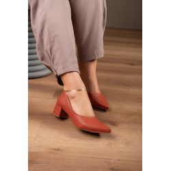 Scarpin Básico Salto Bloco 06 cm - 266-TERRACOTA - LAIS CALÇADOS