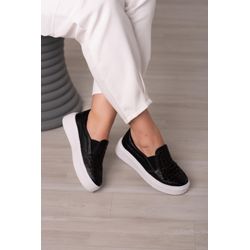 Tênis Slip On c/ furos a laser - 3068 - Preto - 