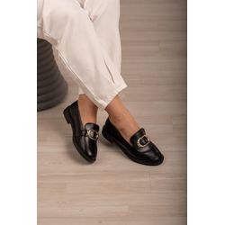 Mocassim Fivela Oval_3207- Preto - 3207 - Preto - 