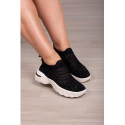 Tênis Knit meia, brilhos e c/ Sola alta especial -... - 