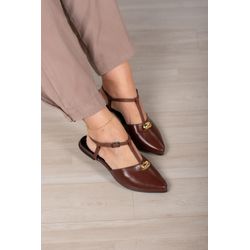 Sapatilha Slingback c/ Peça metal - 3246 - Marrom - 