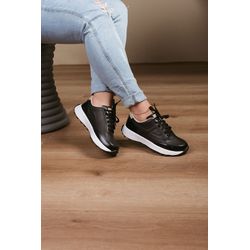Tênis Solado Baixo Detalhe Lateral - 327 - Preto - 