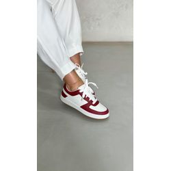 Tênis Detalhado EC621DJ_3311- Branco/ Marsala - 33... - Karina Bertozi Calçados Femininos