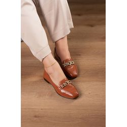 Mocassim Detalhe Fivela/Corrente - 368- Caramelo - 